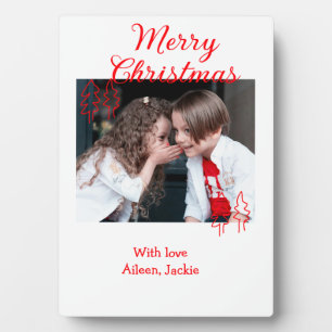 Placa Expositora Árbol de Navidad retro Feliz Navidad niños foto na