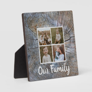 Placa Expositora Árbol rústico de grano de madera angustiado con an