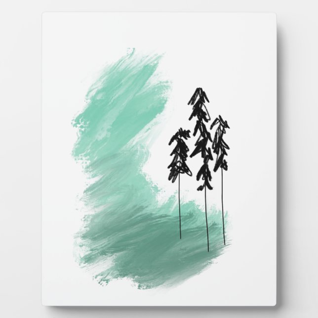 Placa Expositora Árbol verde escandinavo arte simple menta moderna (Frente)