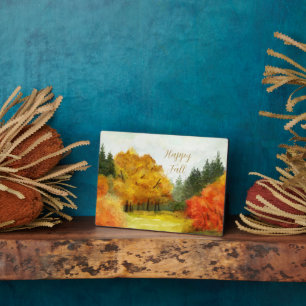 Placa Expositora Árboles de acuarela de otoño con texto personaliza