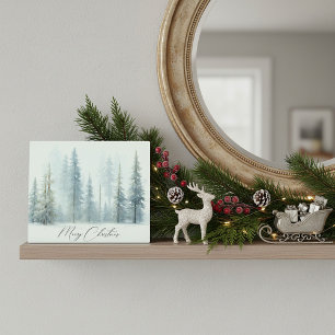 Placa Expositora Árboles nevados acuarela Navidad personalizada