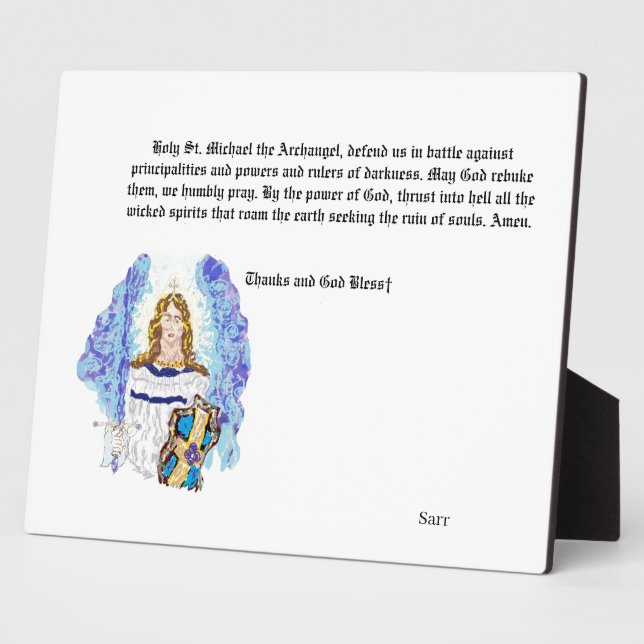 Placa Expositora Arcángel Micheal con oración (Lado)