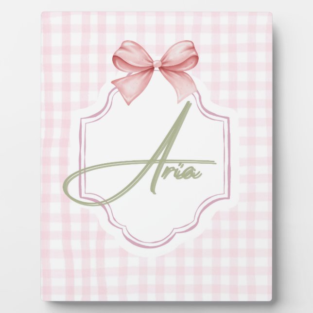 Placa Expositora Aria Baby Nursery Personalizado Bow&Gingham (Frente)