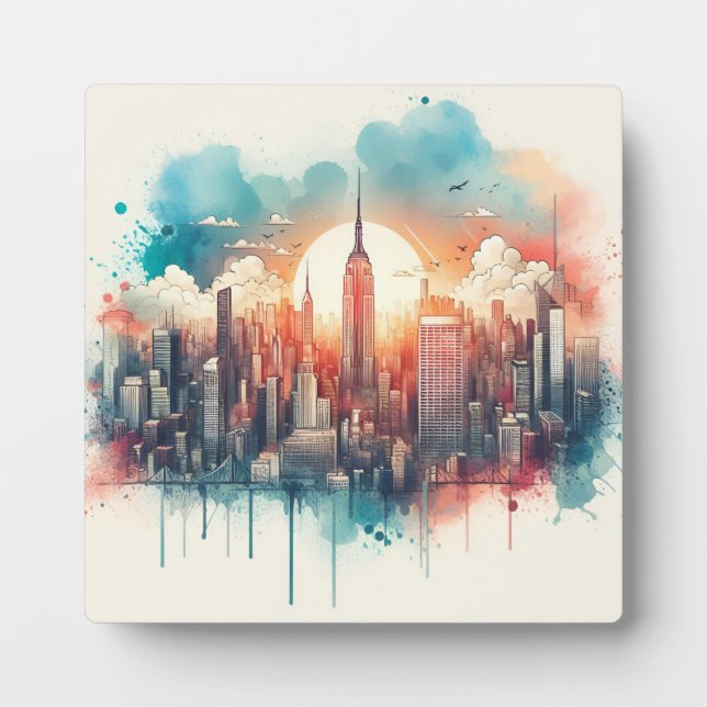 Placa Expositora "Armonía urbana: Un paisaje urbano en acuarela" (Frente)