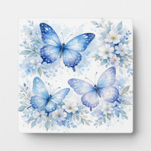 Placa Expositora Arreglo floral de mariposa azul