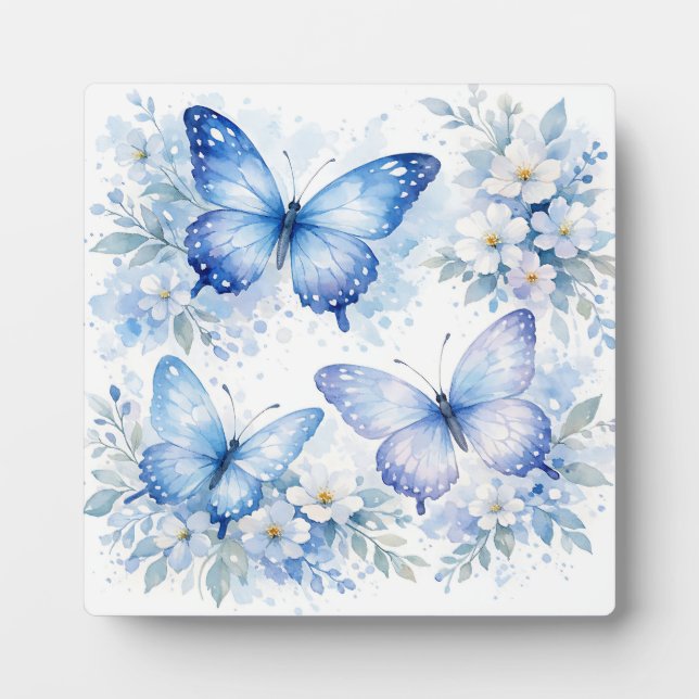 Placa Expositora Arreglo floral de mariposa azul (Frente)