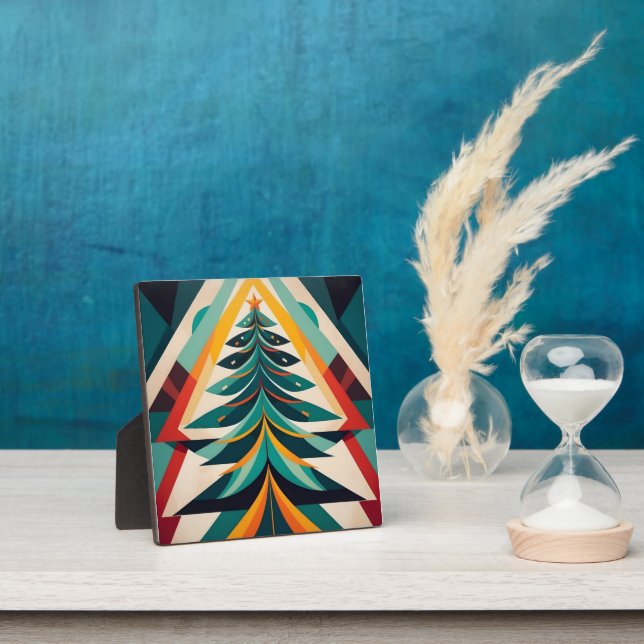 Placa Expositora Art Deco Geometric Christmas Green Branches (in situ)