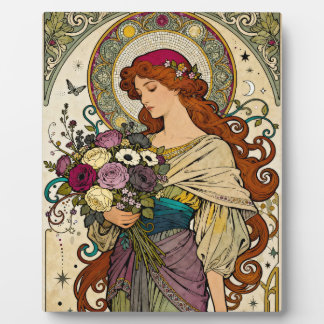 Placa Expositora Arte Art Nouveau con Caballete
