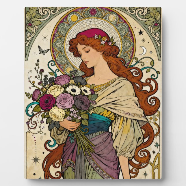 Placa Expositora Arte Art Nouveau con Caballete (Frente)