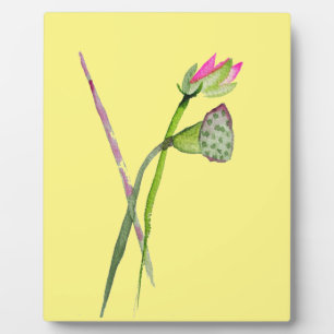 Placa Expositora Arte budista de flores de Lotus Zen rosa
