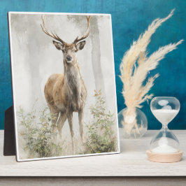 Placa Expositora Arte de ciervo en bosque brumoso