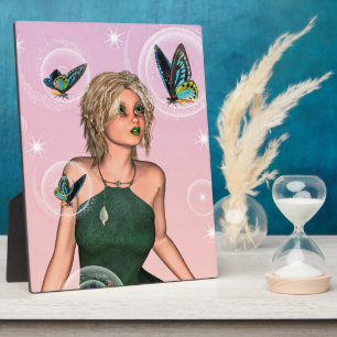 Placa Expositora Arte de fantasía de hada mariposa brillante