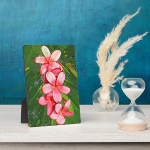 Placa Expositora Arte de Frangipani Tropical Rosa