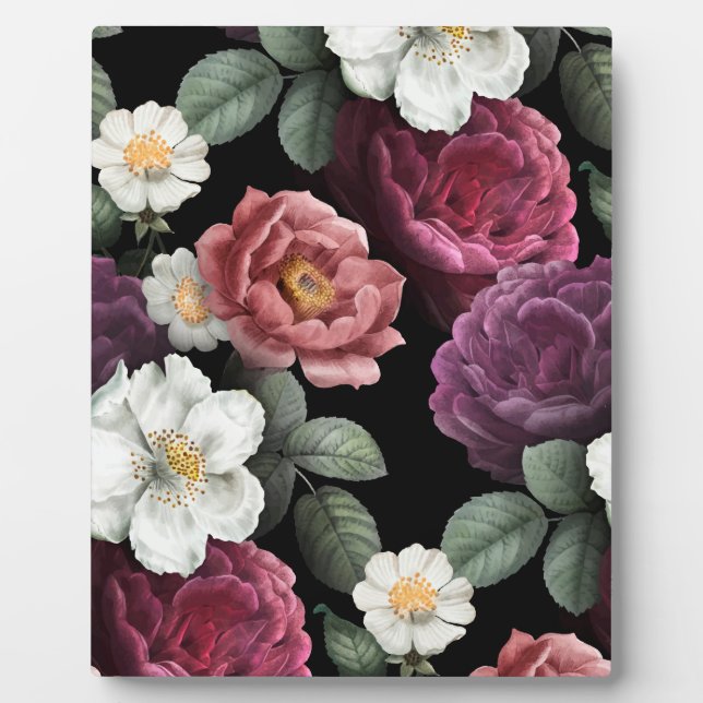 Placa Expositora Arte de Ilustracion de Rosas de época (Frente)