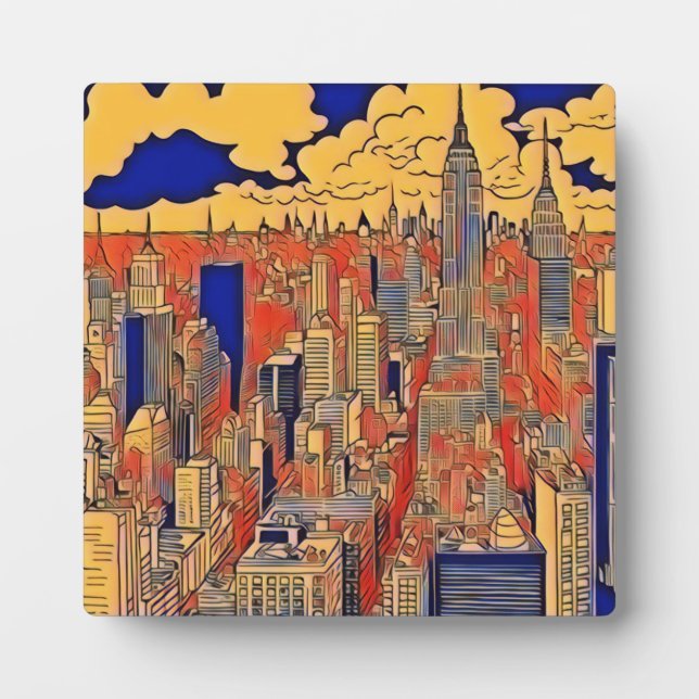 Placa Expositora Arte de la ciudad de los edificios (Frente)