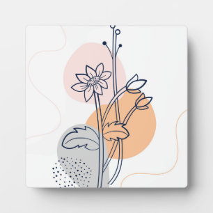 Placa Expositora Arte de la línea de flores botánica