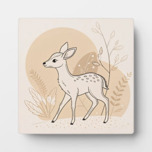 Placa Expositora Arte de línea de ciervo bebé escandinavo – Minimal