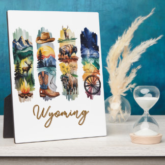 Placa Expositora Arte de mesa Escenas de Wyoming con pinceladas