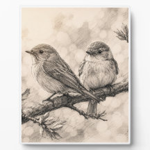 Arte de pared de bosque vintage de aves | 