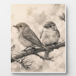 Placa Expositora Arte de pared de bosque vintage de aves | 