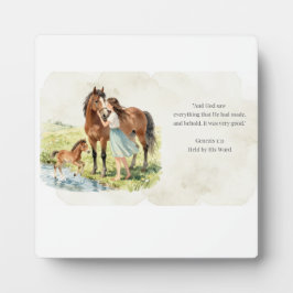 Placa Expositora Arte de Pared de la Familia del Caballo Sujetado p