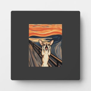 Placa Expositora Arte de perro expresionista grita Chihuahua_1