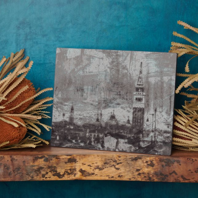 Placa Expositora Arte de Venecia Italia en el horizonte de tazas y  (Lado)