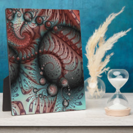 Placa Expositora Arte fractal de fantasía vívida abstracta marrón a