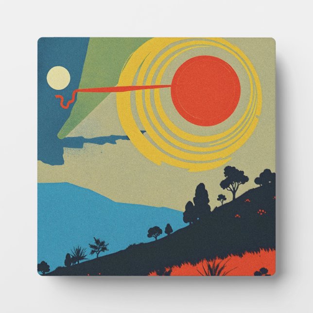 Placa Expositora Arte paisajístico abstracto colorido (Frente)