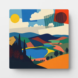 Placa Expositora Arte paisajístico abstracto colorido