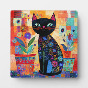 Placa Expositora Arte popular de gato negro