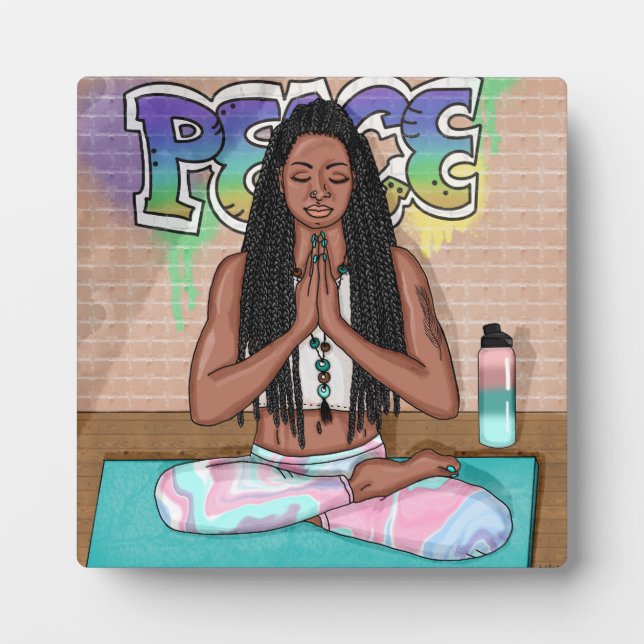 Placa Expositora Arte urbano | Bonito Mujer haciendo meditación (Frente)
