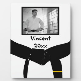 Placa Expositora Artes marciales 1º grado Correa negra foto Keepsak