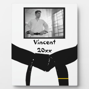 Placa Expositora Artes marciales 1º grado Correa negra foto Keepsak