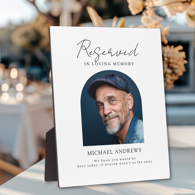 Placa Expositora Asiento Reservado - Boda Memorial con Foto (Reserved Seat - Photo Memorial Wedding Plaque)