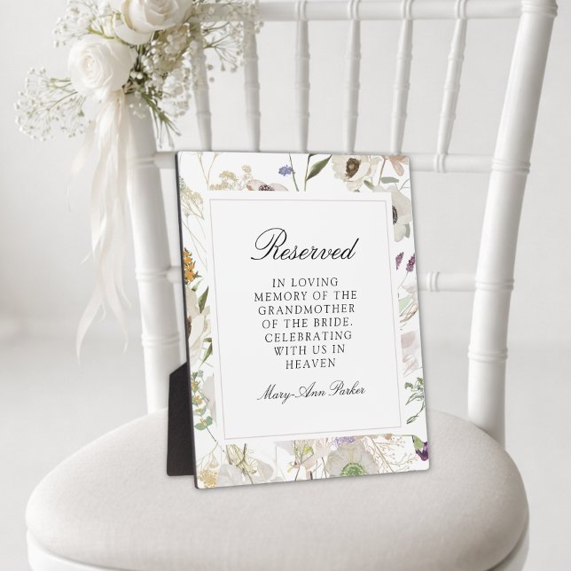 Placa Expositora "Asiento Reservado" Foto de Boda de Primavera Memo ("Reserved Seat" Spring Photo Wedding Plaque)