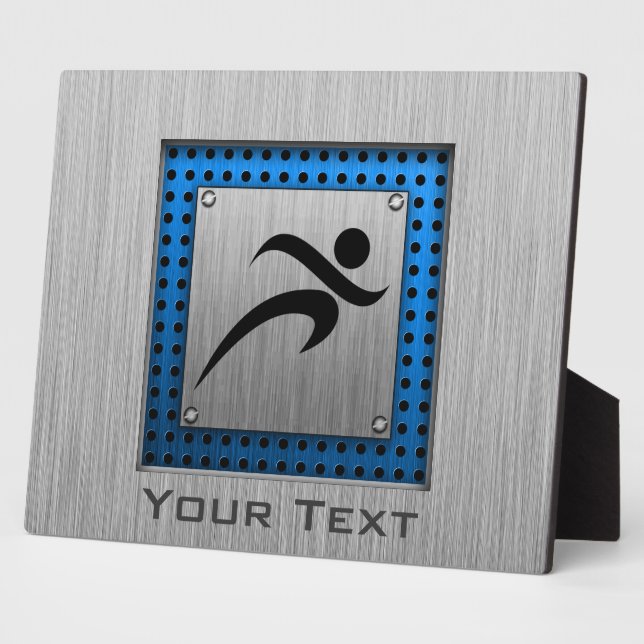 Placa Expositora Aspecto Metalizado cepillado en ejecución (Lado)