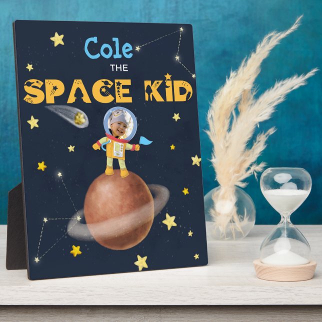Placa Expositora 👨 ‍ astronauta adorable tema espacial Personaliza (Lado)