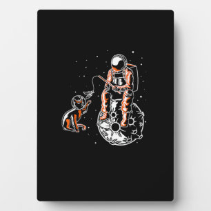 Placa Expositora Astronauta en el espacio con el amante del gato gr