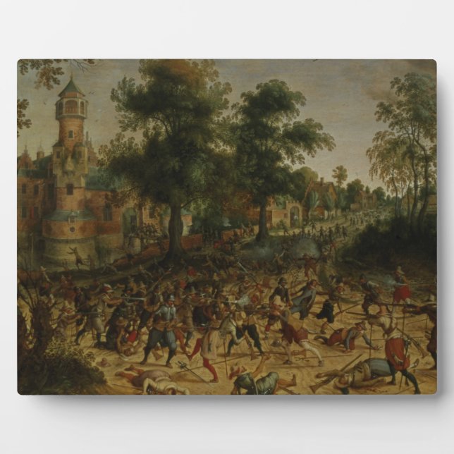 Placa Expositora Ataque a una ciudad (aceite sobre lienzo) (Frente)