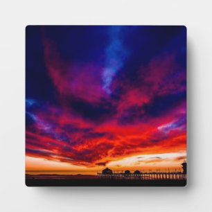 Placa Expositora Atardecer en el muelle, Huntington Beach, CA