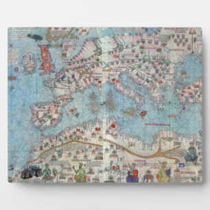 Placa Expositora Atlas Catalán: Detalle de África del Norte y Europ