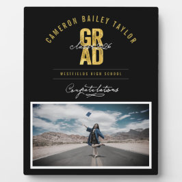 Placa Expositora Audaz Clase GRAD Del Partido De Graduación De Foto