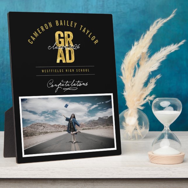 Placa Expositora Audaz Clase GRAD Del Partido De Graduación De Foto (Lado)