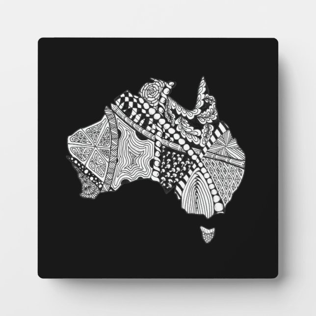 Placa Expositora Australia Mapa de arte de Doodle (Frente)