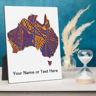 Placa Expositora Australia Mapa de Doodle Naranja Purple