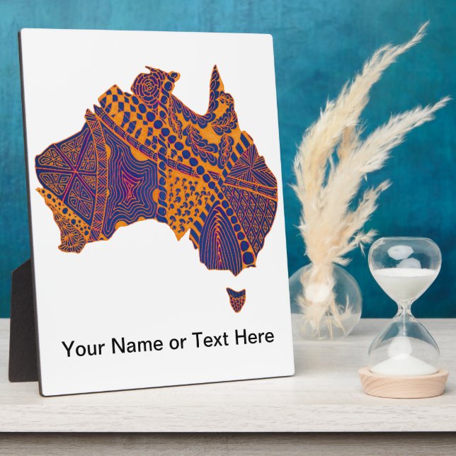 Placa Expositora Australia Mapa de Doodle Naranja Purple (Lado)