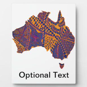 Placa Expositora Australia Mapa de Doodle Naranja Purple