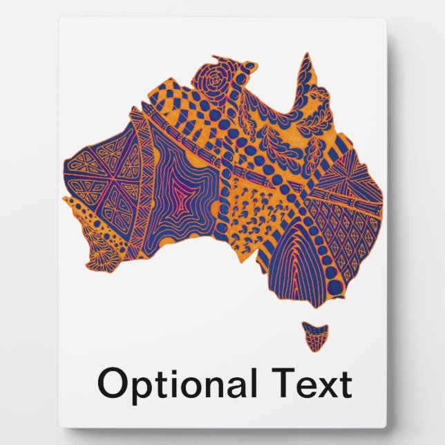 Placa Expositora Australia Mapa de Doodle Naranja Purple (Frente)