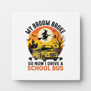 Placa Expositora Autobús escolar de Halloween Bruja Vintage Diseño 